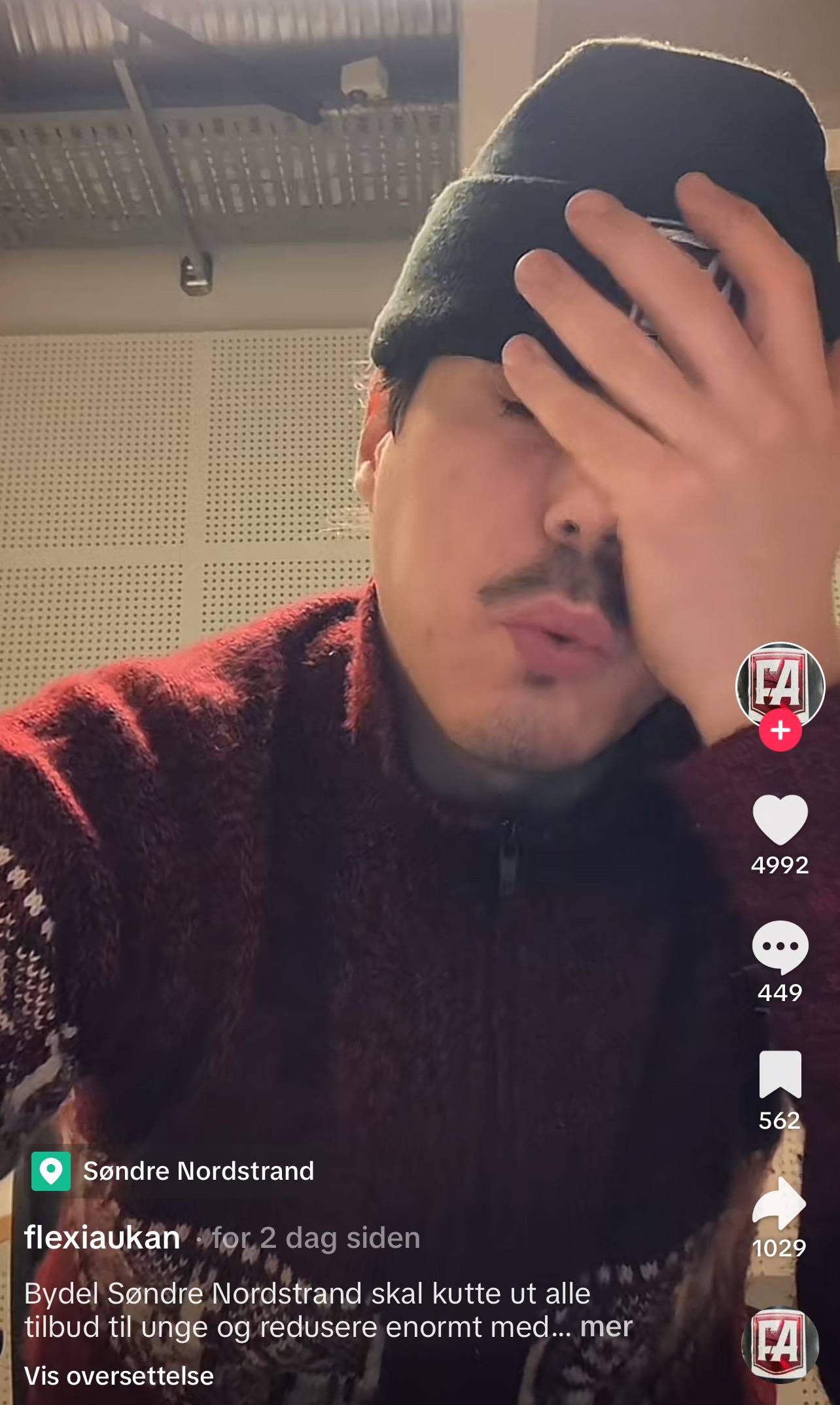 Screenshot fra Flexi Bøckman sin Tiktok video