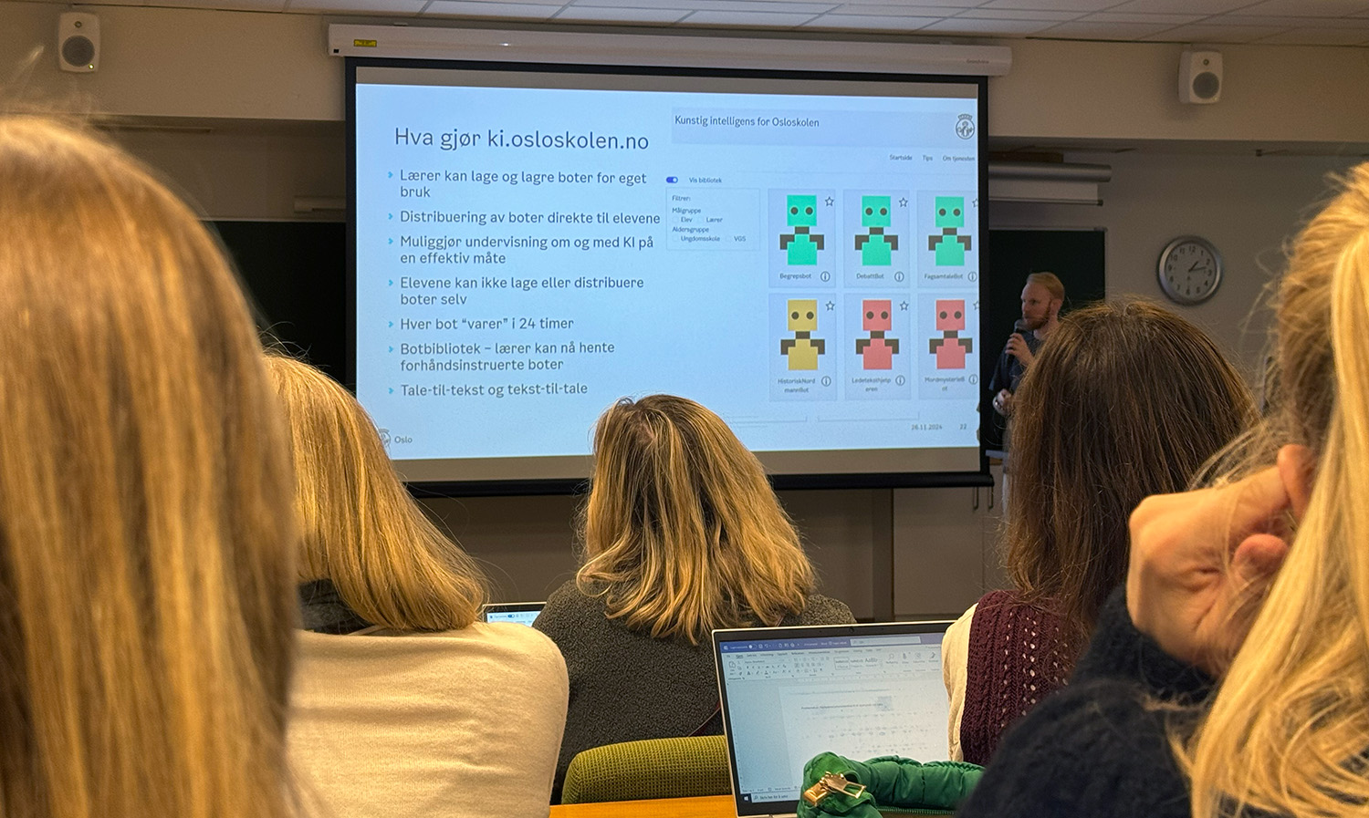 Skermen viser oversikt over Oskoskolens KI-botter