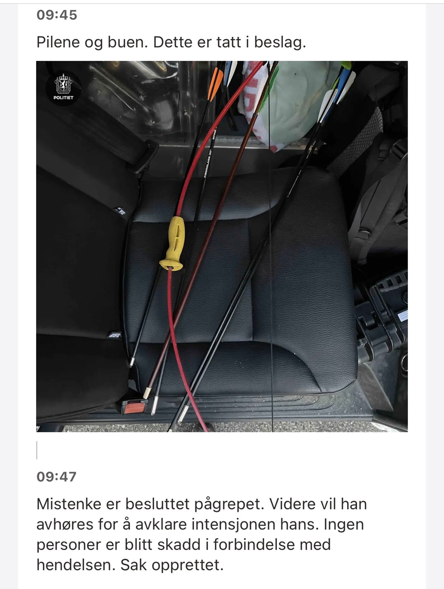 Politilogg som viser pil og buen
