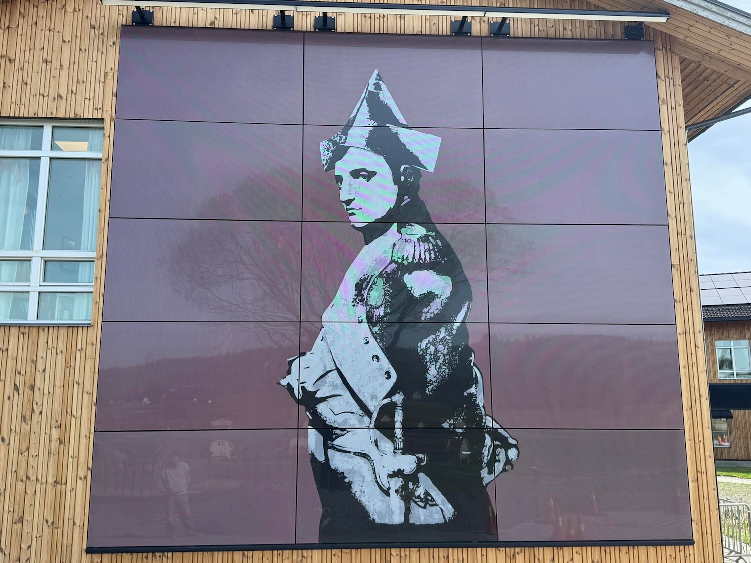 Solcellepaneler med bilde av Napoleon p&aring; seg.