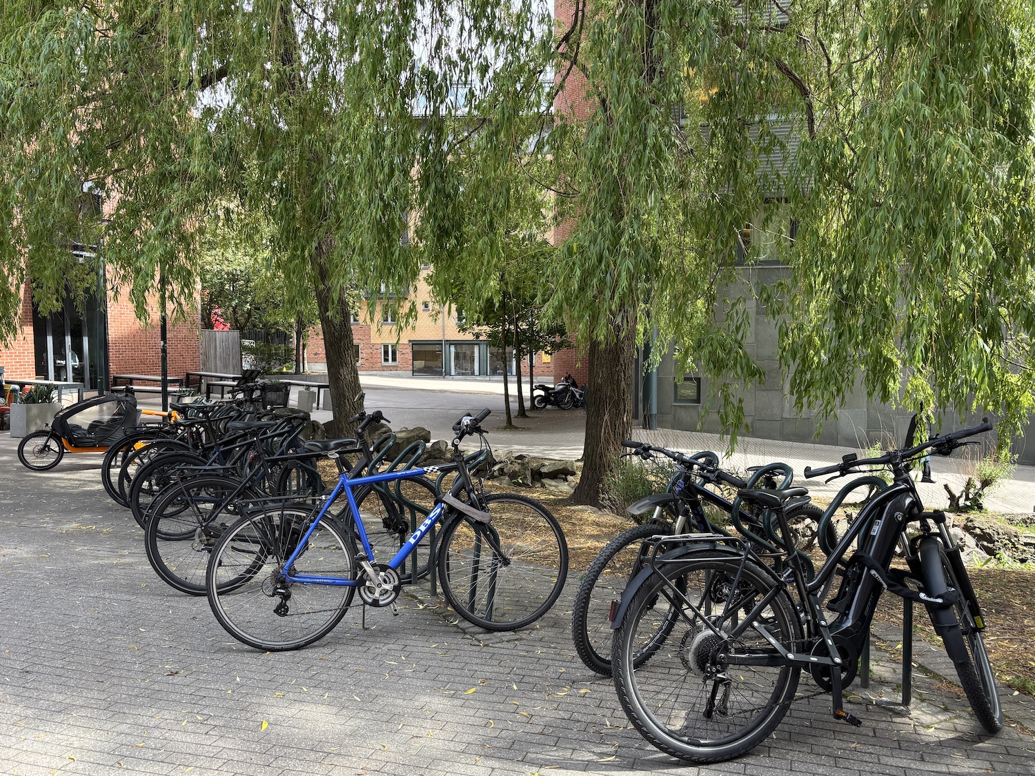 Sykler parkert p&aring; rekke