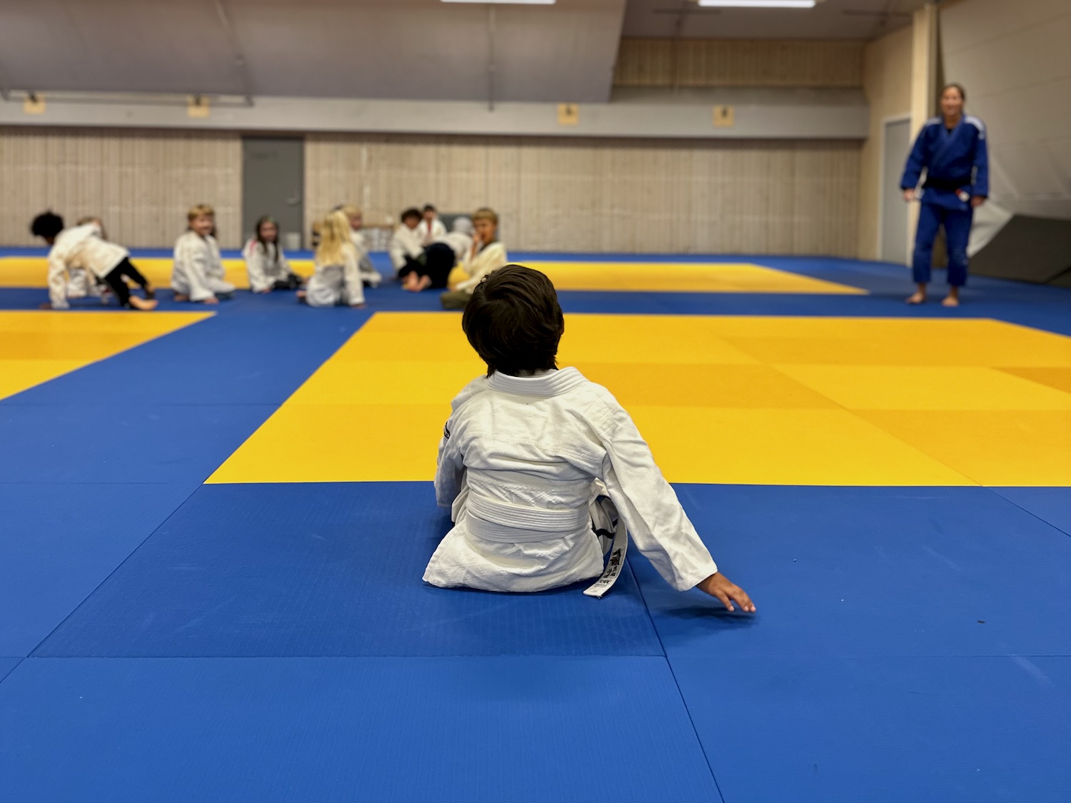 Barn sitter med ryggen til på judotrening