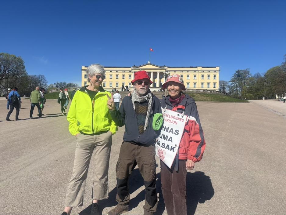 Besteforeldrene foran slottet