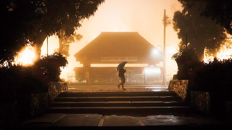 Burnham park i Baguio City i regn.