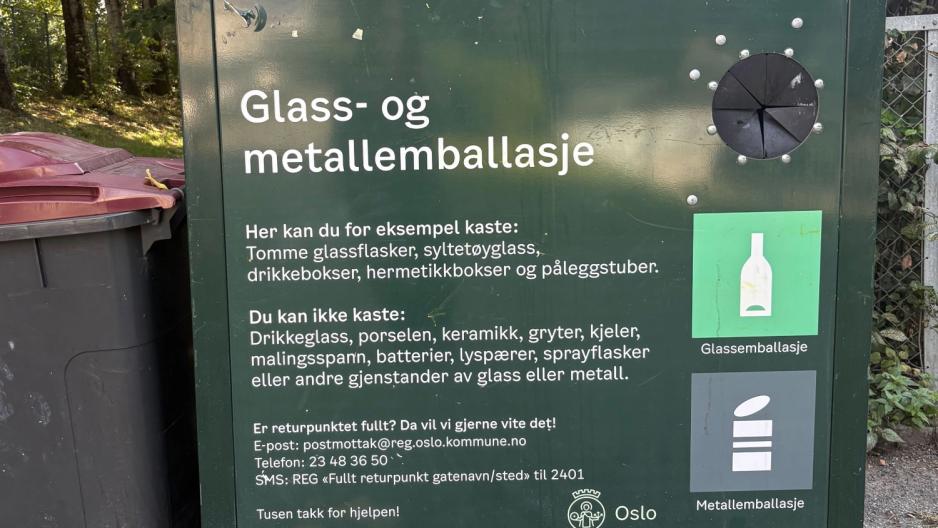 Forklaring p&aring; hva som kan kastes i returpunktet 