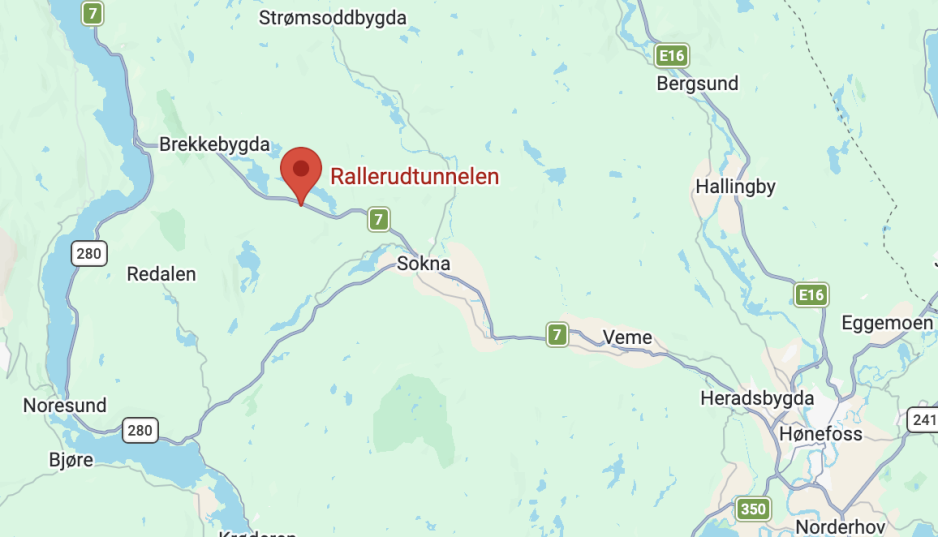 Et kart som viser rallerudtunellen