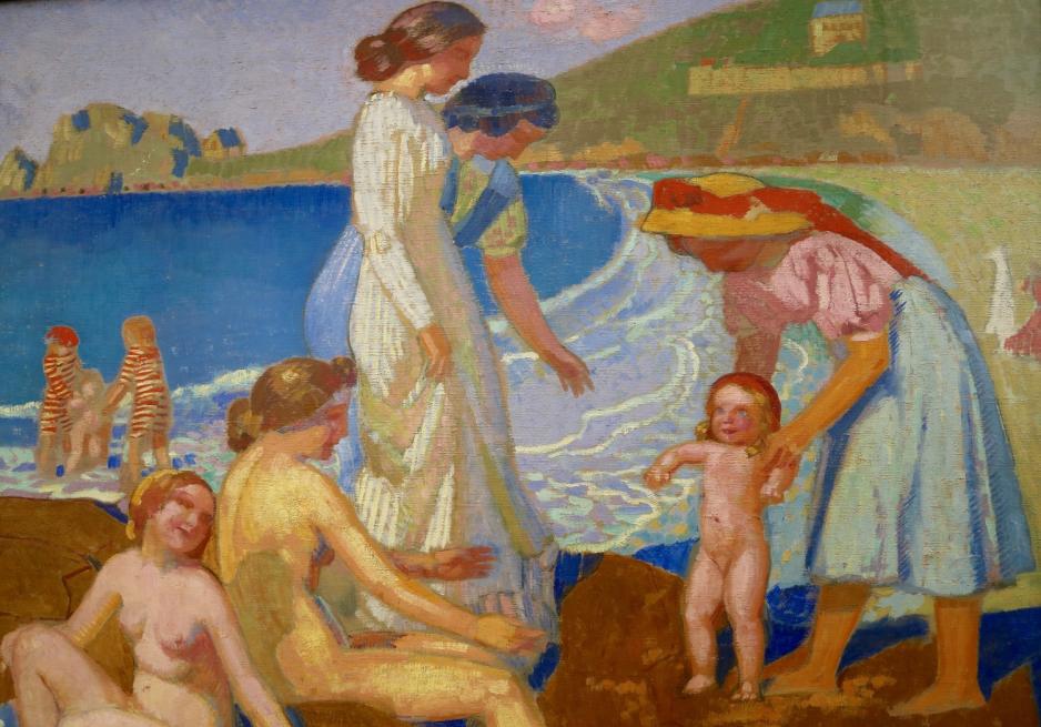 Maurice Denis, Bathers at Perros-Guirec (1912). maleri av barn som bader