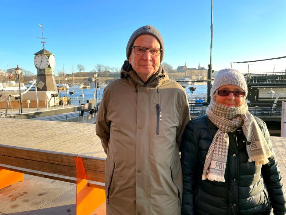 Ekteparet Atle og Asta Moldeklev på Aker Brygge i Oslo