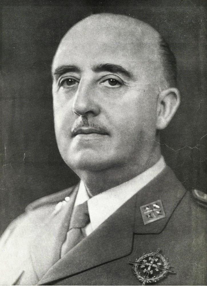 Her ser man Francisco Franco som tidligere var diktator i Spania etter borgerkrigen. 