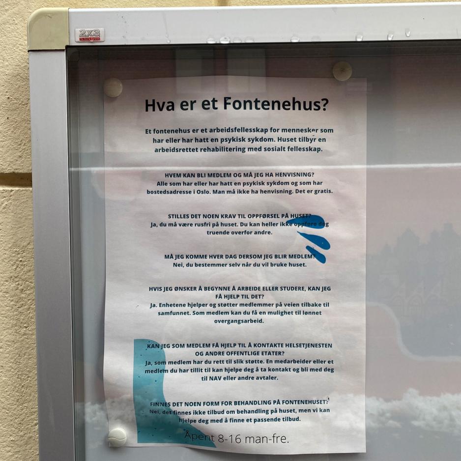 Tekst på et ark med informasjon