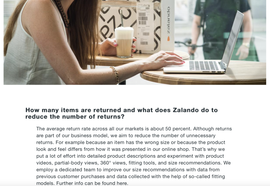 Zalando bærekraftinformasjon