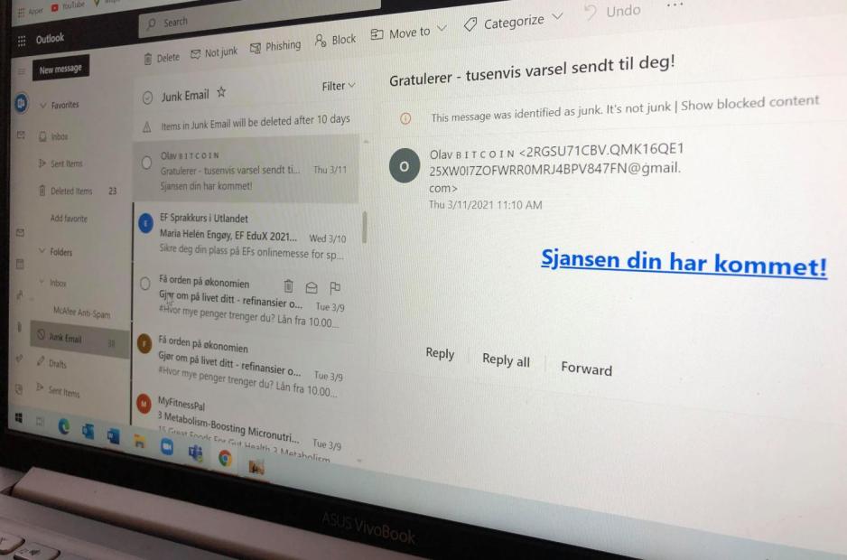 Søppelpost på e-post konto