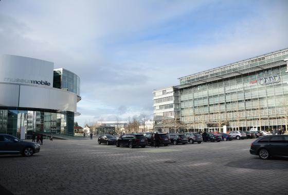 Audi-fabrikk i Ingolstadt i Tyskland.
