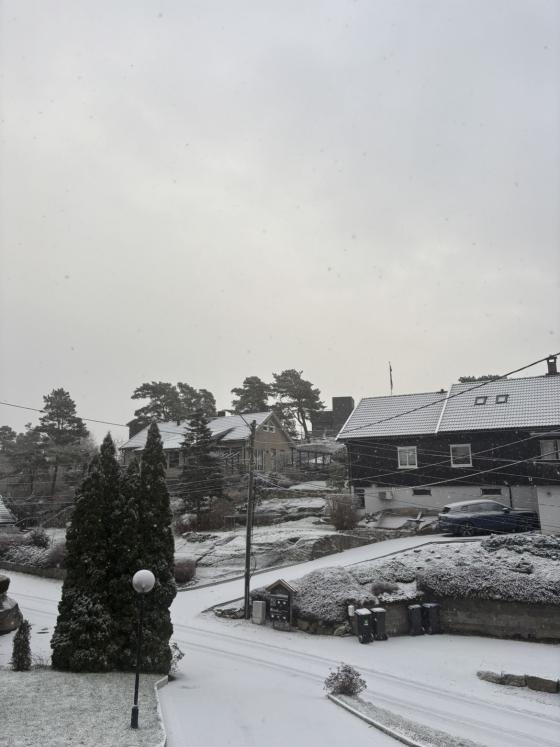 Nabolag som er dekket av snø 