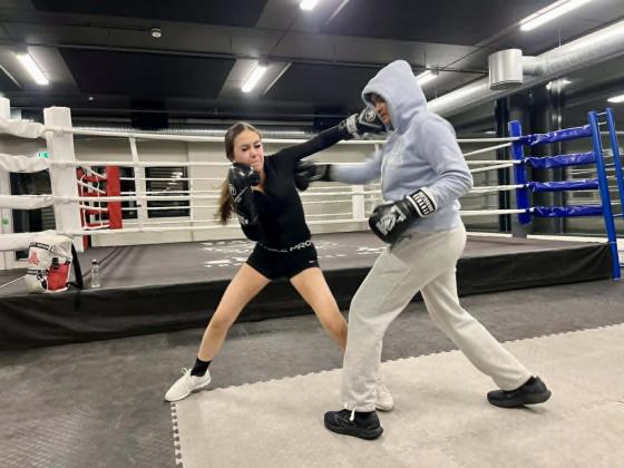 jente, boksing, kamp