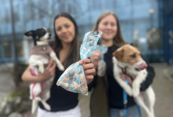 Jenter, hund, hundekjeks, stovner