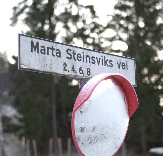 marta steinsviks vei skilt med speil