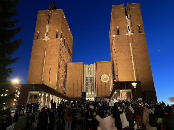 Aksjonsgrupper demonstrerer utenfor rådhuset