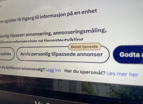 Personvernerkl&aelig;ring hos en av Schibsted sine nettsider.