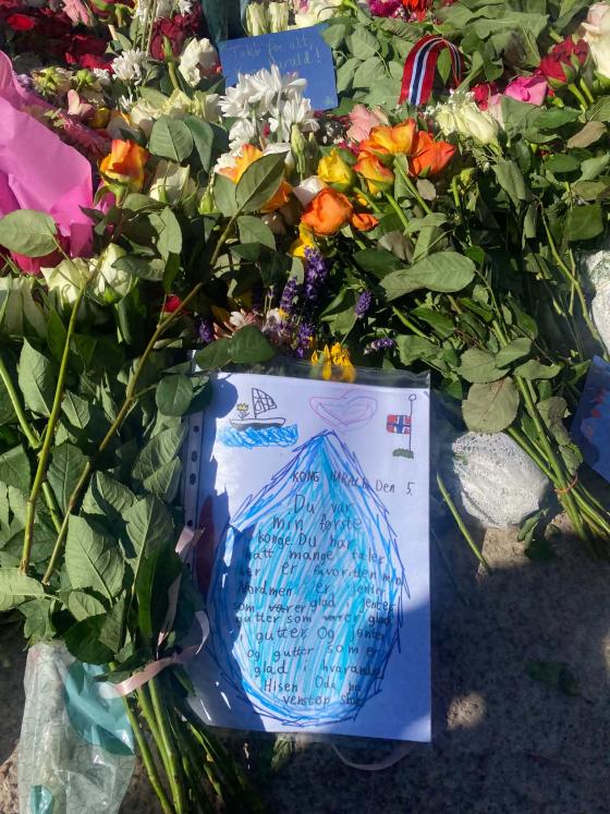 Et brev til Kong Harald blant blomstene i Slottsplassen