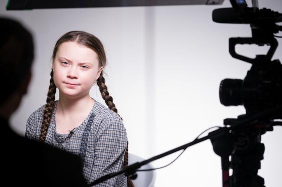 Greta Thunberg foran kamera