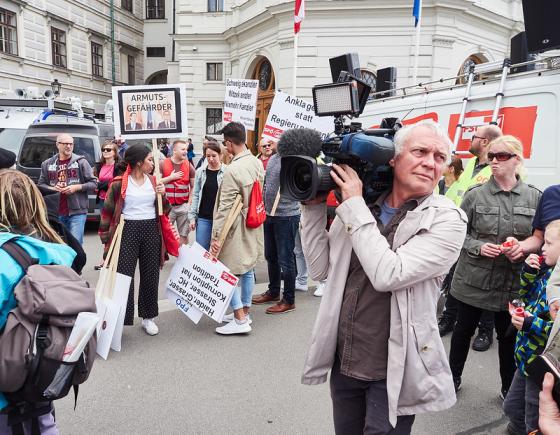 Journalist på demonstrasjon i Østerrike