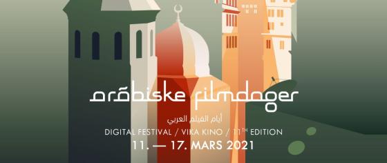 Bilde av banneret til arabiske filmdager 2021. 11-16 mars.