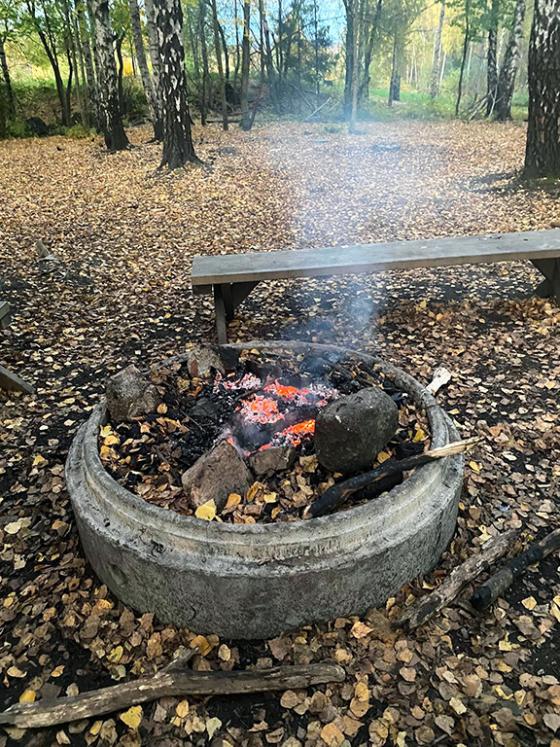 Bilde av bål i skogen