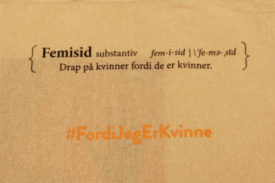 Bilete av teksten femisid og kva det betyr; Drap på kvinner fordi dei er kvinner.