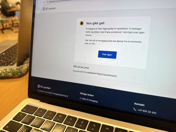 Bilde av en pc-skjerm som viser feilmeldingen på Helsenorge sin nettside.