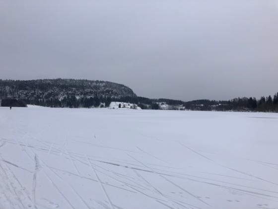 Isen har lagt seg på Semsvannet i Asker. 