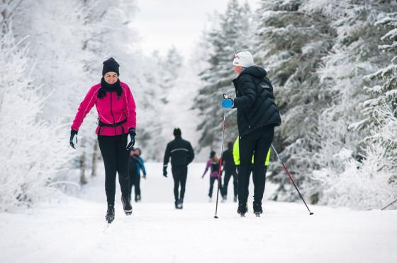 Mennesker som går på langrenn