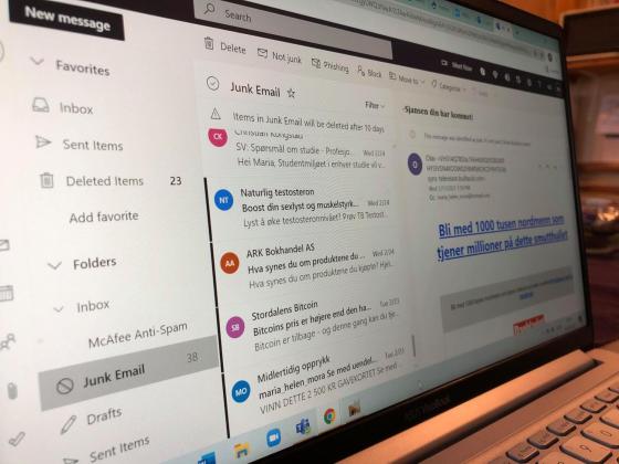 Søppelpost på e-post konto