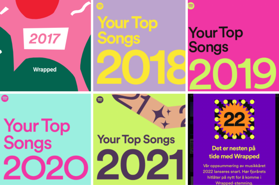 Bildene fra hver Spotify Wrapped fra 2017-2022