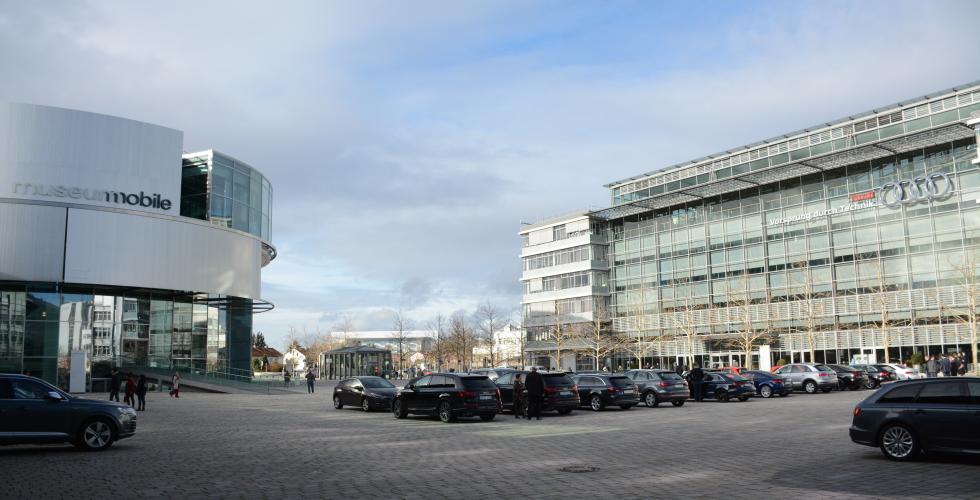 Audi-fabrikk i Ingolstadt i Tyskland.