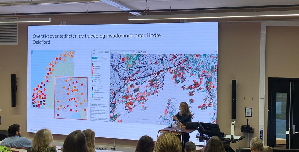 Bilde av en ppt om tetthet av truede arter i Norge 