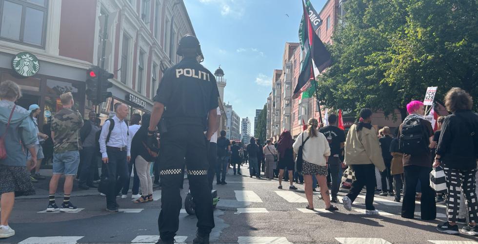 Politi og demonstranter på Grønland 