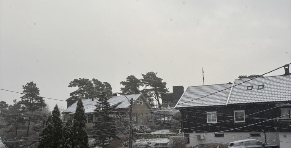 Nabolag som er dekket av snø 