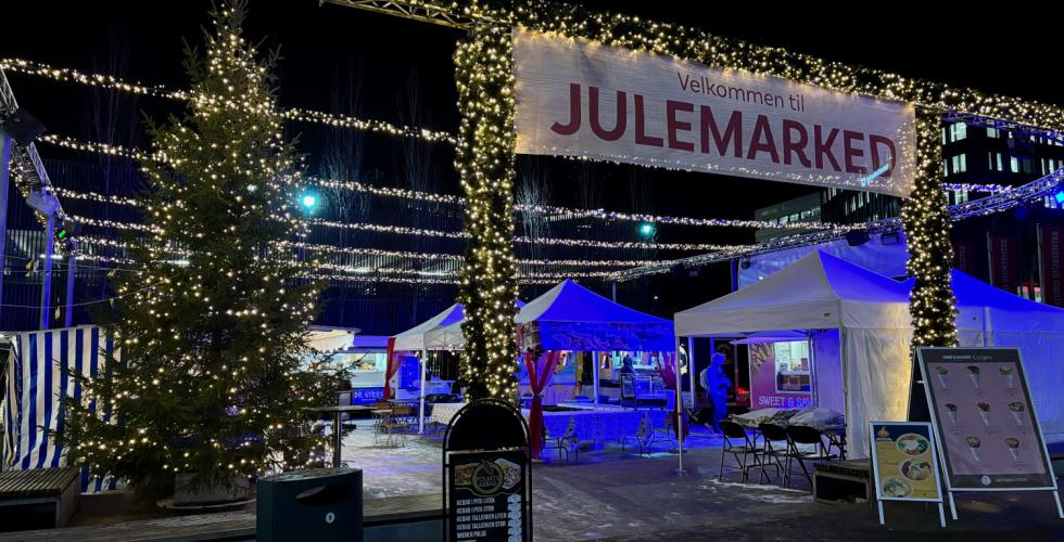 Inngangen til julemarkedet på Storo Storsenter