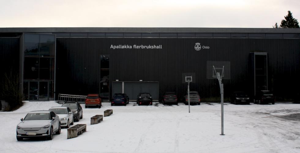 Utsiden av Apalløkka idrettshall