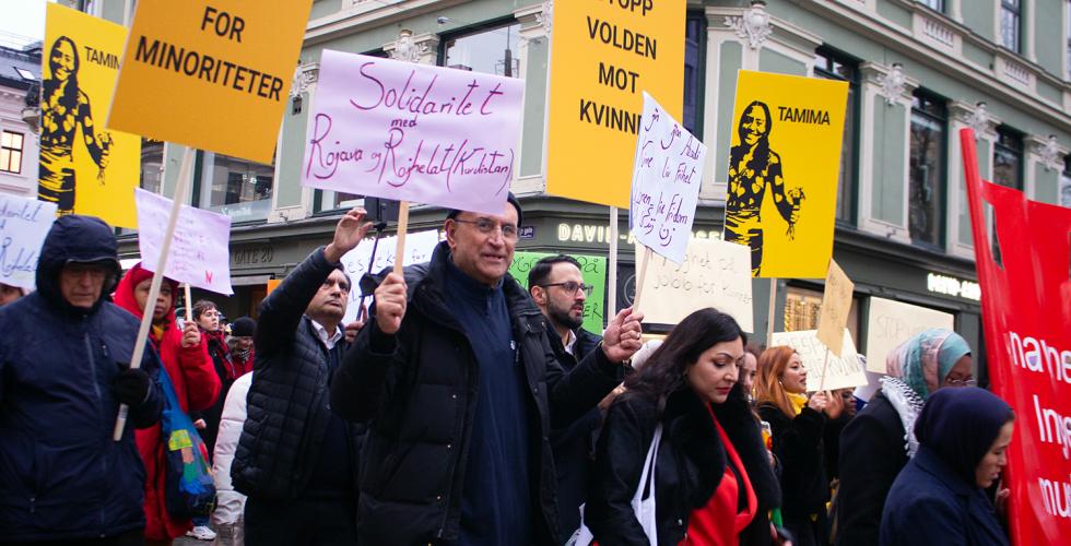 LINs hovedparole g&aring;r nedover Karl Johan p&aring; kvinnedagen