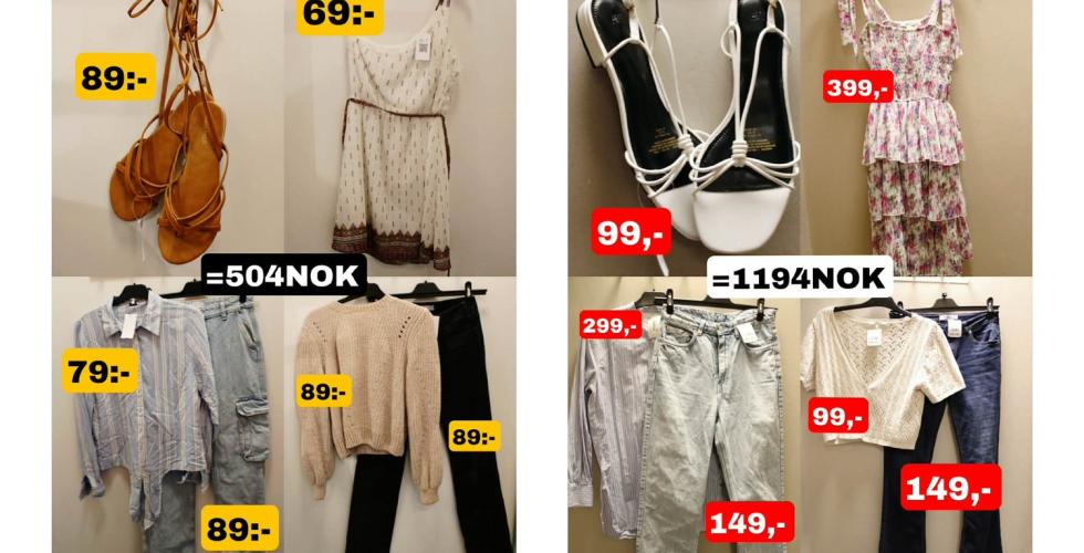 Bilde som sammenligner priser p&aring; bruktkl&aelig;r i sverige og norge