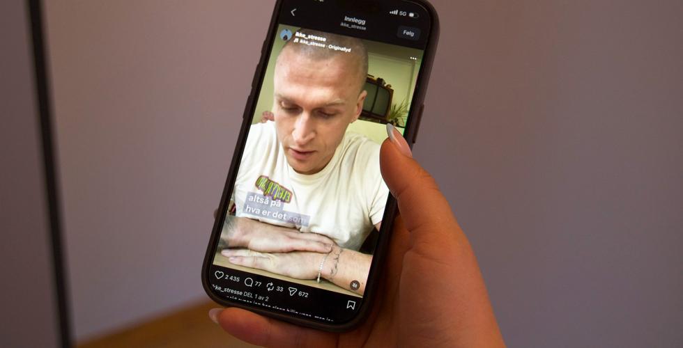 J&oslash;rgen Riis-Gjertsen, "ikke stresse" p&aring; Instagram", legger ut videoer der han konfronterer "netthetsere" via telefon.