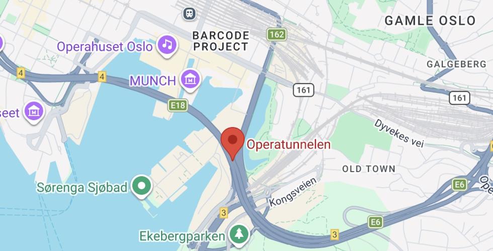 Kart med Operatunnelen.