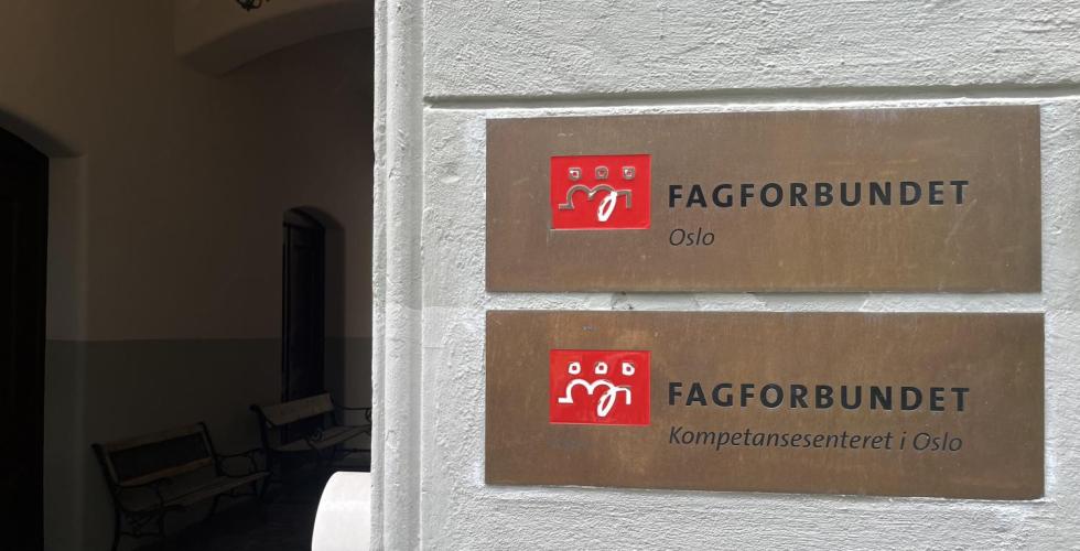 Skilt hvor det st&aring;r Fagforbundet