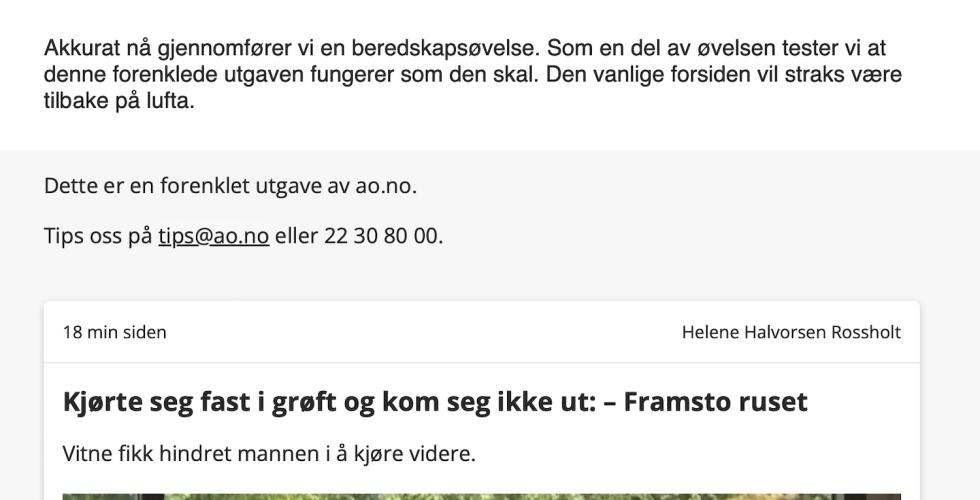 Skjermbilde av avisa OSLO sin nettside