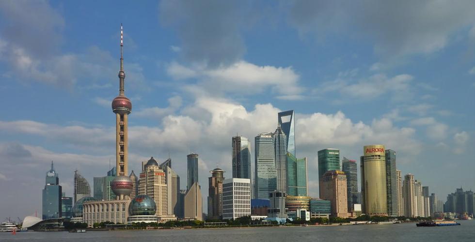 Oversiktsbilde over Pudong-området i Shanghai