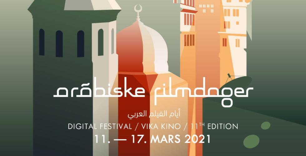 Bilde av banneret til arabiske filmdager 2021. 11-16 mars.