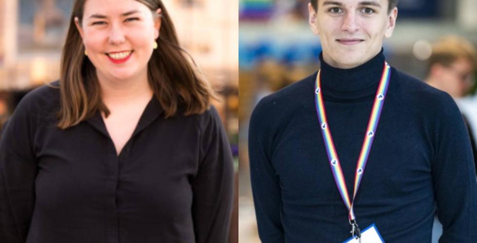 AUF leder Astrid Hoem til venstre og Unge Høyre leder Ola Svenneby til høyre. 