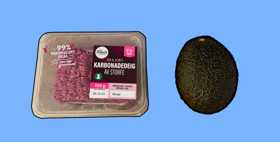 avokado og kjøtt